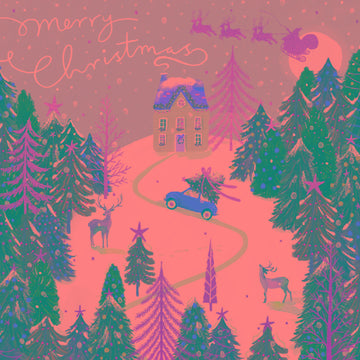 Driving Home for Xmas Scenic Festive Art Collection - 6 Charity Christmas Cards - Premium Board - Eco-Friendly by Ling Design