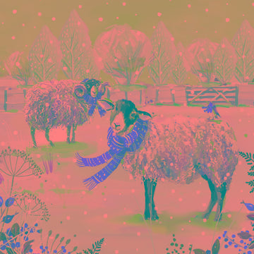 Sheep all Wrapped Up Wildlife Festive Art Collection 6 Charity Christmas Cards - Premium Board - Eco-Friendly By Ling Design