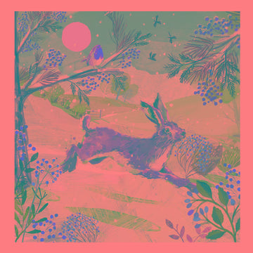 Leaping Hare in Snow Field Wildlife Festive Collection 6 Charity Christmas Cards - Premium Board - Eco-Friendly By Ling Design