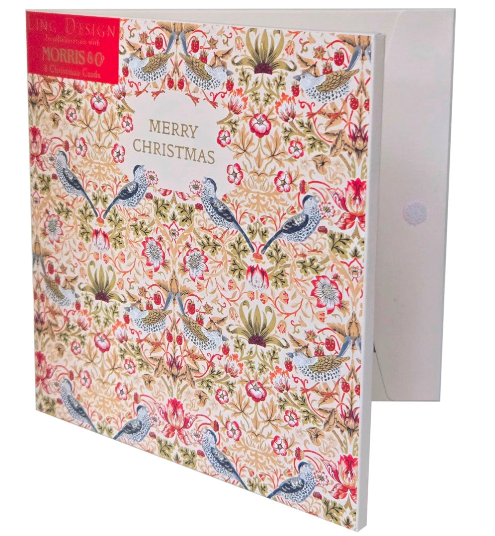Strawberry Thief William Morris Arts Crafts 8 Christmas Card Wallet in 2 Designs