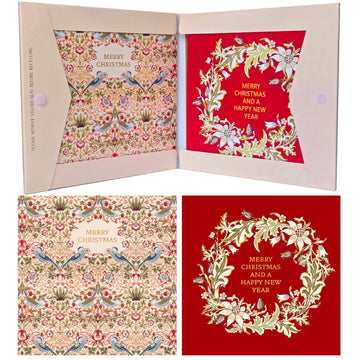 Strawberry Thief William Morris Arts Crafts 8 Christmas Card Wallet in 2 Designs