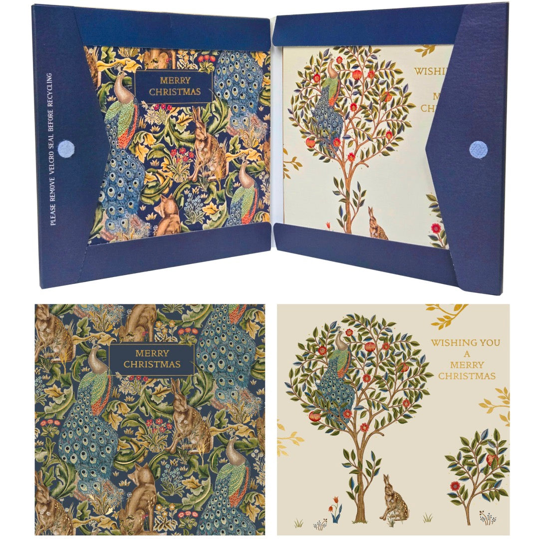 Wild Forest William Morris - Festive Arts & Crafts 8 Christmas Cards in 2 Designs