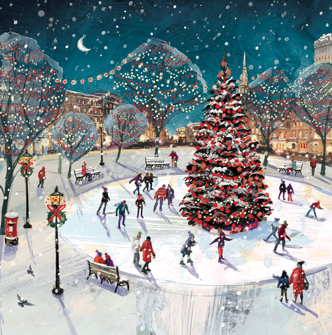 Festive Xmas Scenes Premium Bumper Box of 30 CHARITY Christmas Cards in 5 Designs by Great British Card Company