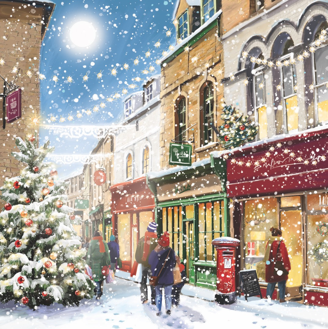 Festive Xmas Scenes Premium Bumper Box of 30 CHARITY Christmas Cards in 5 Designs by Great British Card Company