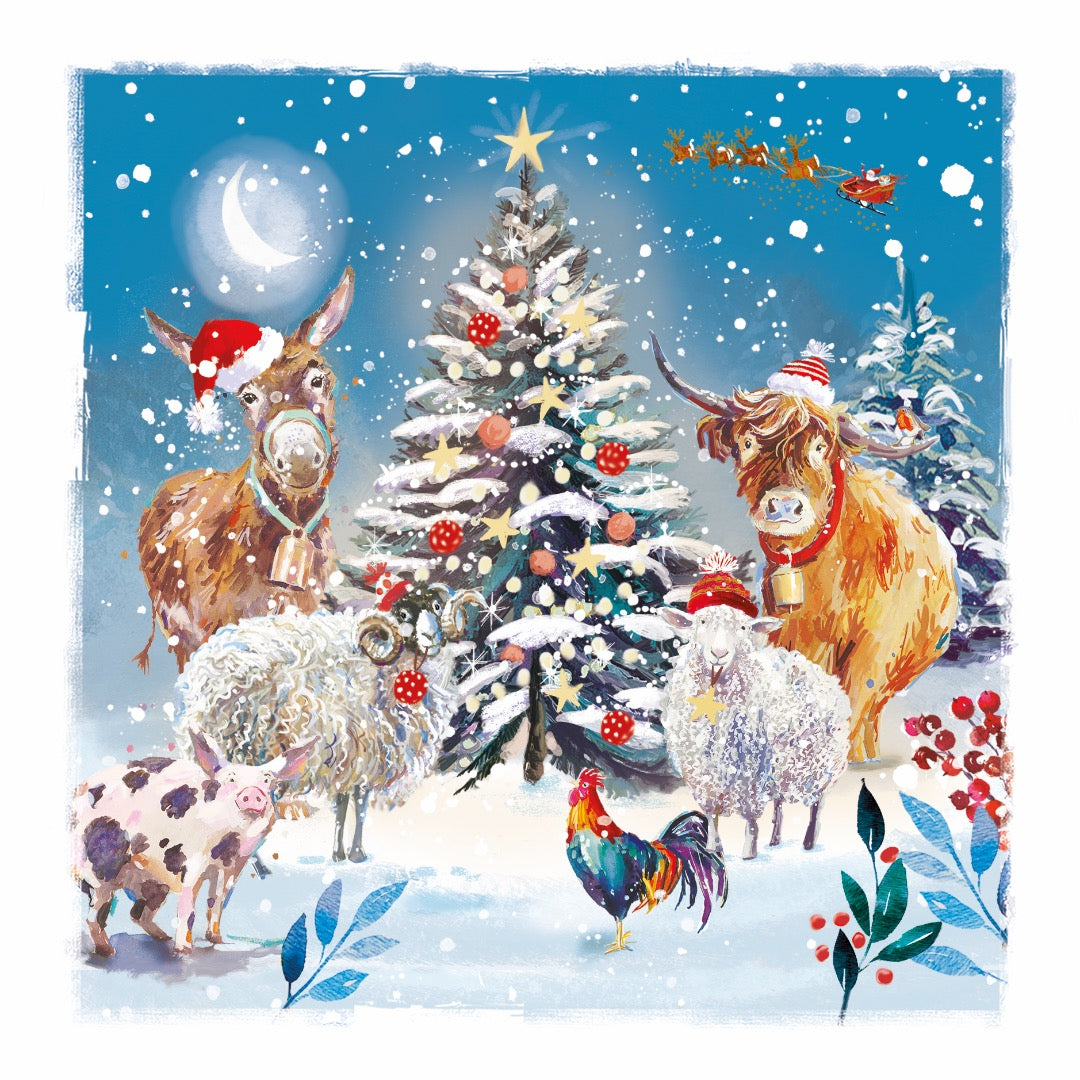 Festive Wildlife Premium Bumper Box of 30 CHARITY Christmas Cards in 6 Designs - 16 x 16cm - Gloss Finish - Great British Card Company