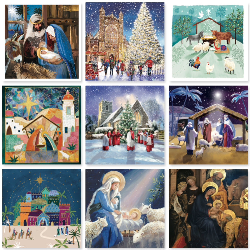 Traditional Religious Art Pack of 6 Charity Christmas Cards in 9 Designs - Premium Board - Eco-Friendly by Ling Design