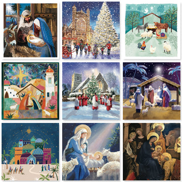 Traditional Religious Art Pack of 6 Charity Christmas Cards in 9 Designs - Premium Board - Eco-Friendly by Ling Design