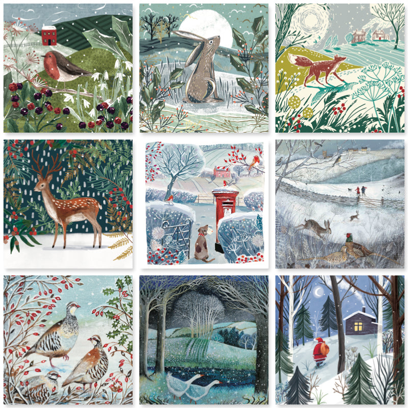Artisan Festive Art Collection Pack of 6 Charity Christmas Cards Selection - Premium Board - Eco-Friendly