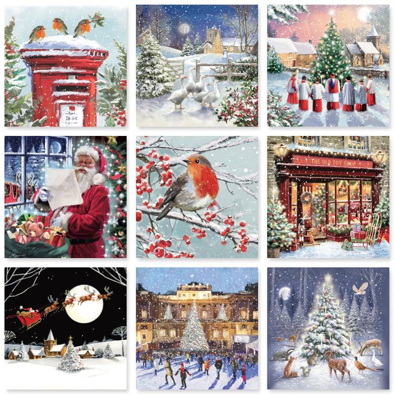 Traditional Vintage Ling Design Art Collection Pack of 6 Charity Christmas Cards - Premium Board - Eco-Friendly By Ling Design