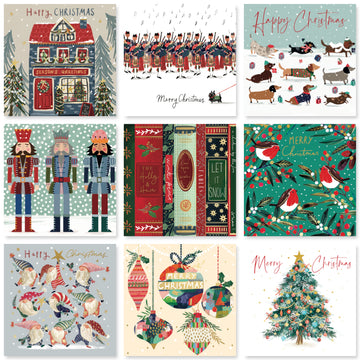 Contemporary Modern Festive Art Pack of 6 Charity Christmas Cards Selection - Premium Board - Eco-Friendly