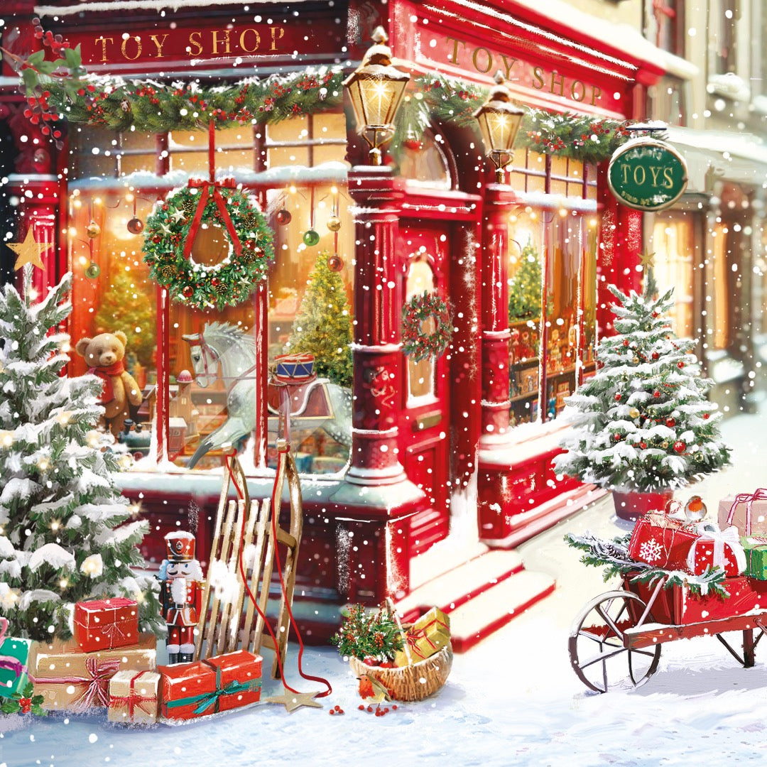 Vintage Christmas Shops Festive Large Deluxe 12 Christmas Cards Box in 3 Designs