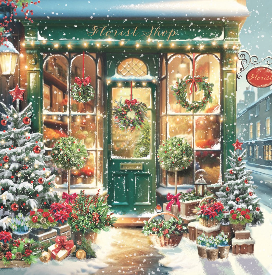 Vintage Christmas Shops Festive Large Deluxe 12 Christmas Cards Box in 3 Designs