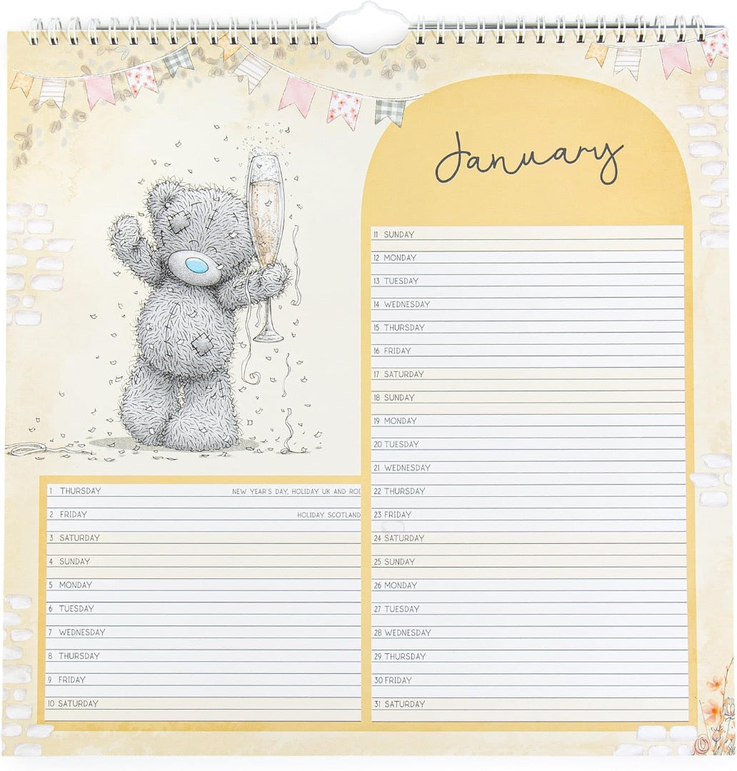 2026 Official Me to You Tatty Teddy Bear Large Square Wiro Wall Hanging Calendar