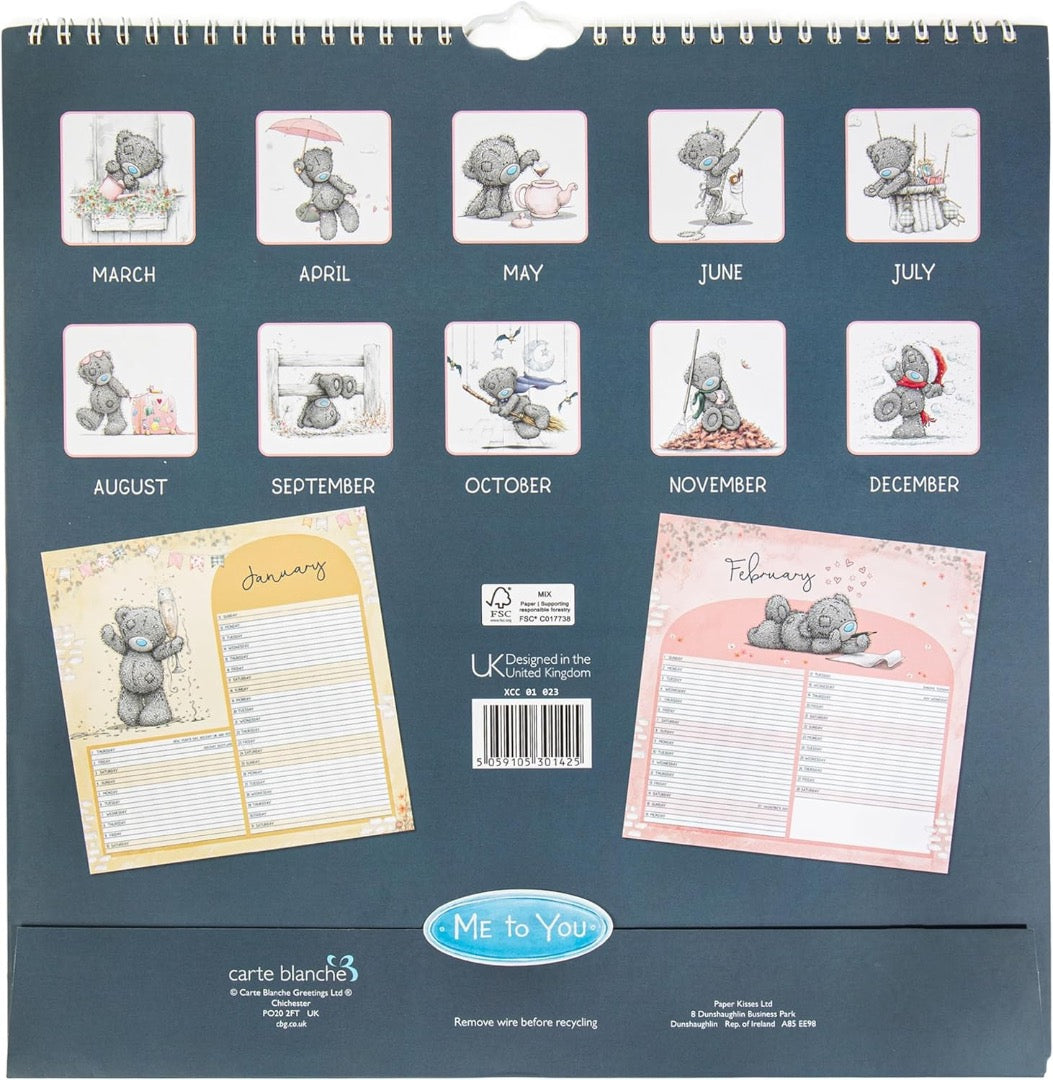 2026 Official Me to You Tatty Teddy Bear Large Square Wiro Wall Hanging Calendar