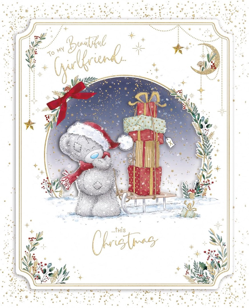 Me To You Tatty Teddy Beautiful Girlfriend Luxury Handmade Boxed Christmas Card 8x10ins - Official Collection