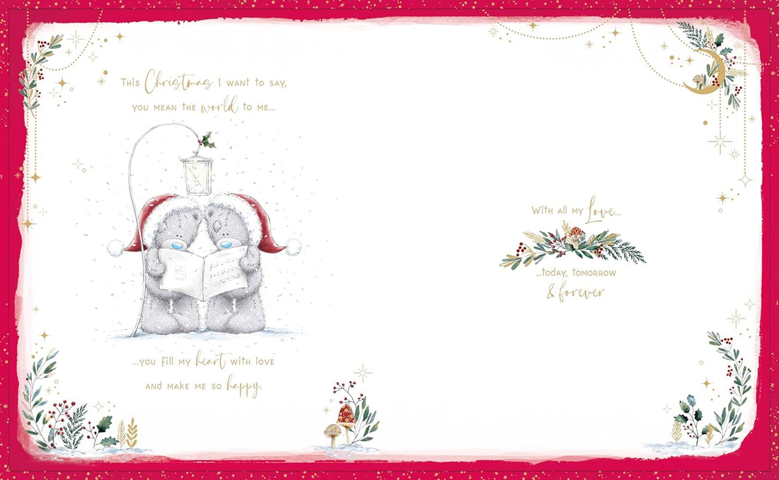 Wonderful Husband Me To You Tatty Teddy Luxury Handmade Christmas Box Card 8x10'' - Santa Bears Under Lamp - Official Collection