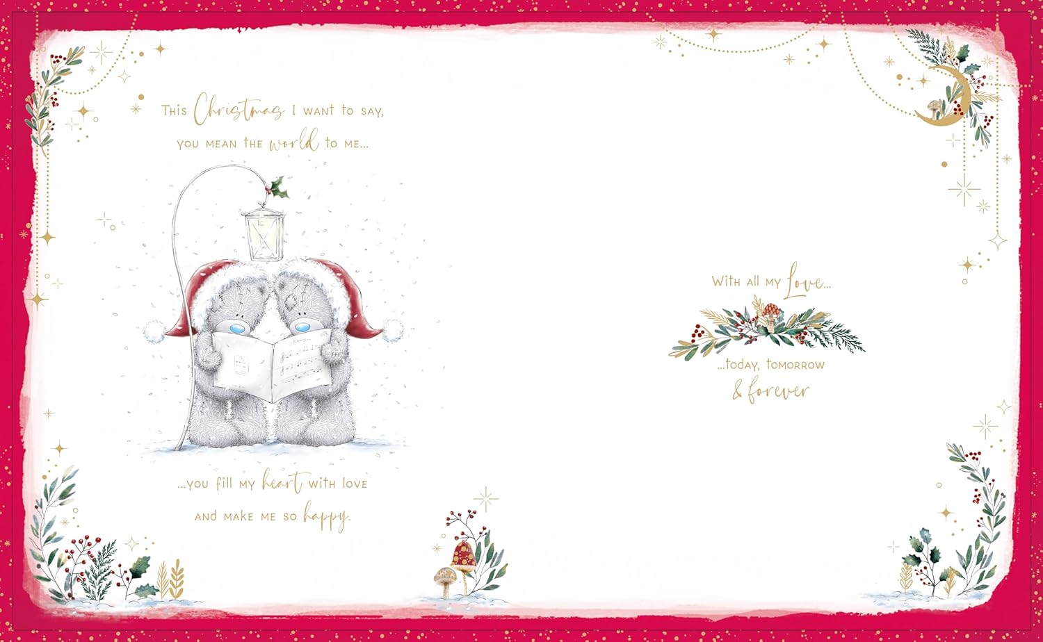 Wonderful Husband Me To You Tatty Teddy Luxury Handmade Christmas Box Card 8x10'' - Santa Bears Under Lamp - Official Collection