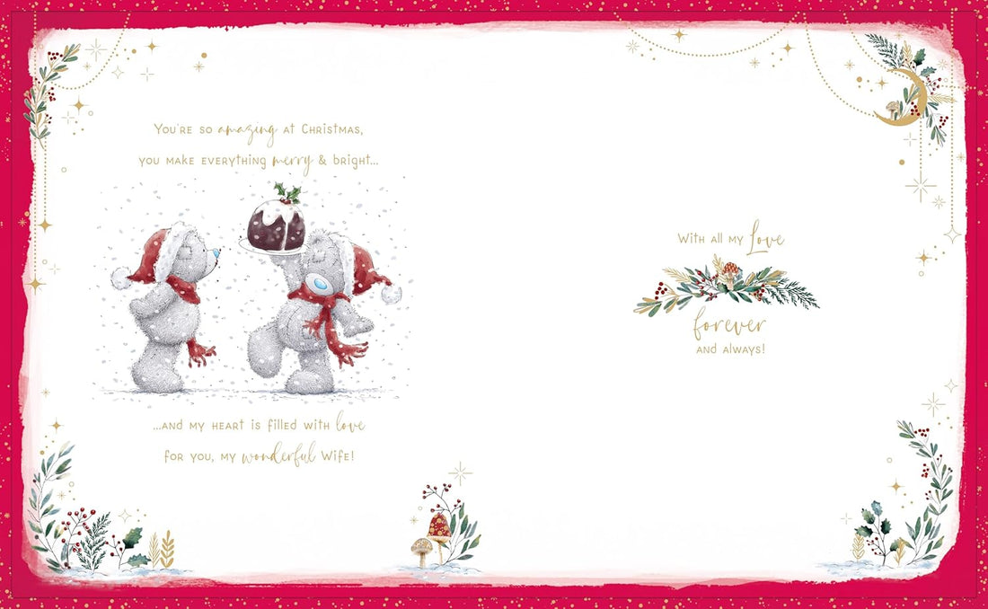 For My Beautiful Wife Me To You Tatty Teddy Luxury Handmade Boxed Christmas Card - 8x10ins - Official Collection