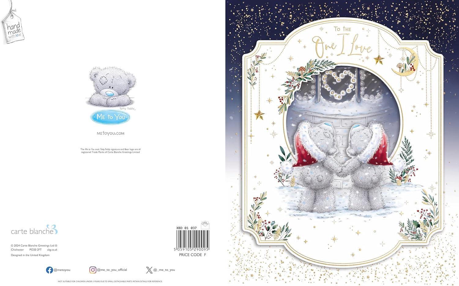 To The One I Love Me To You Tatty Teddy Luxury Handmade Christmas Box Card 8x10'' In Keepsake Box - Official Collection