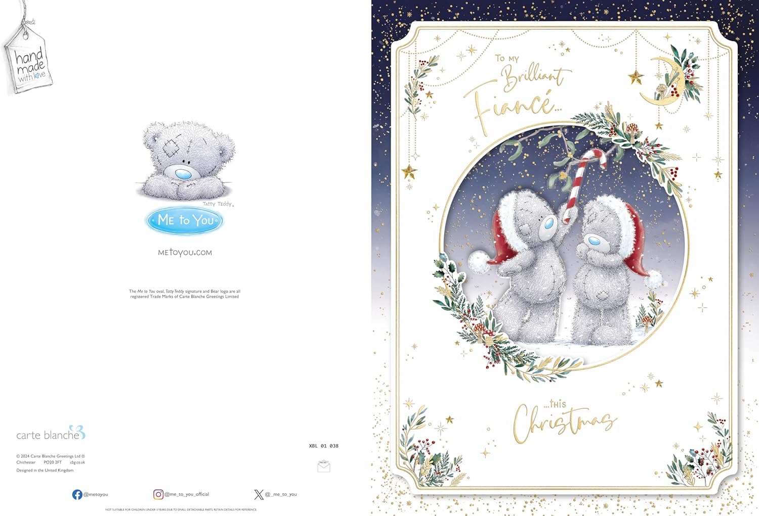 For My Brilliant Fianc� Me To You Tatty Teddy Luxury Handmade Christmas Box Card - 9x12ins - Official Collection