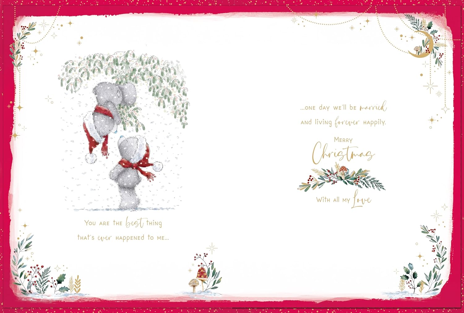 My Beautiful Fianc�e Me To You Tatty Teddy Luxury Boxed Handmade Christmas Card - 9x12ins - Official Collection