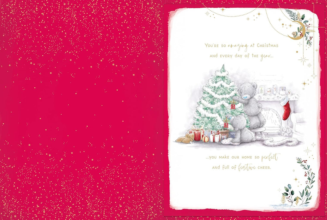 To My Wonderful Wife Me To You Tatty Teddy Luxury Boxed Handmade Christmas Card - 9x12ins - Official Collection