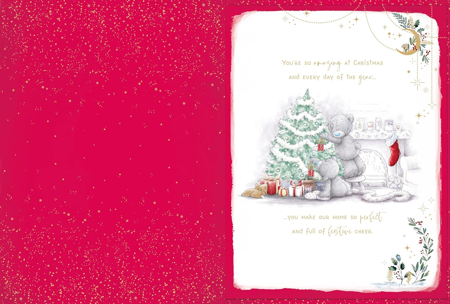 To My Wonderful Wife Me To You Tatty Teddy Luxury Boxed Handmade Christmas Card - 9x12ins - Official Collection