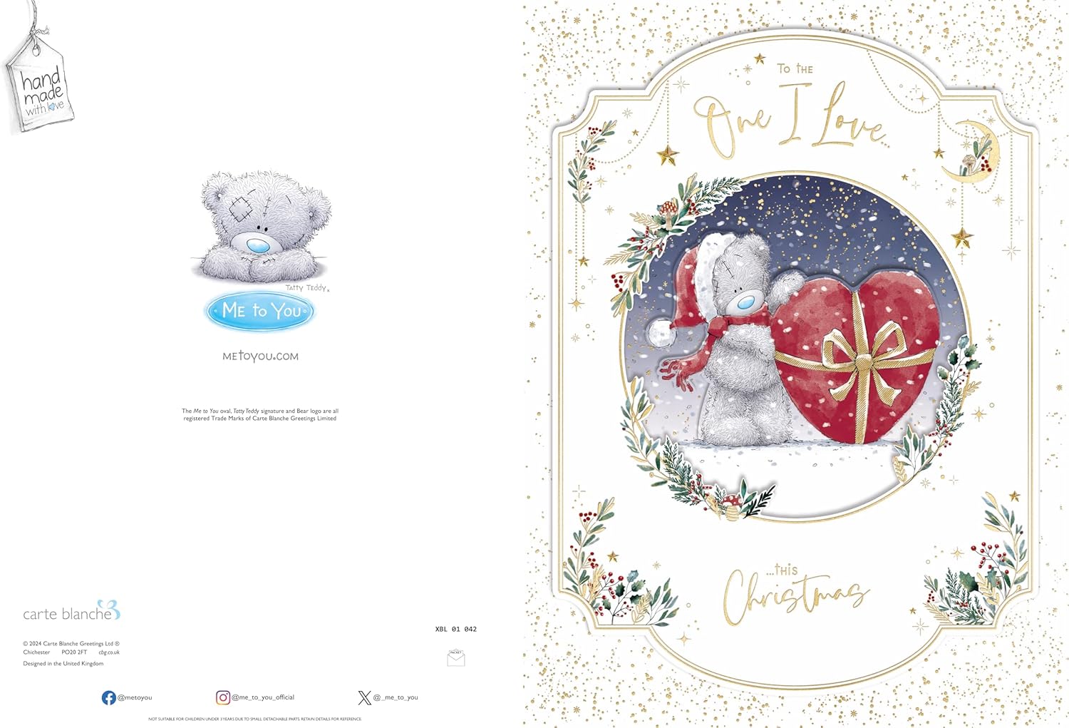 One I Love Me To You Tatty Teddy A4 Luxury Handmade Keepsake Christmas Box Card