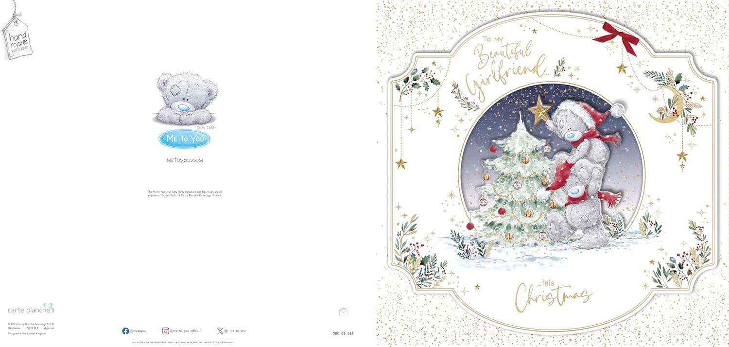 Beautiful Girlfriend Me To You Tatty Teddy Bear XL Keepsake Boxed Christmas Card - 12x14ins - Official Collection