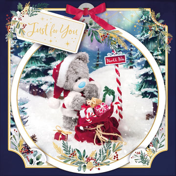 Tatty Teddy With Santa's Sack 2025 Me to You Tatty Teddy 3D Christmas Card With Keepsake Bauble-Style Plaque - 6x6'' - Official Collection