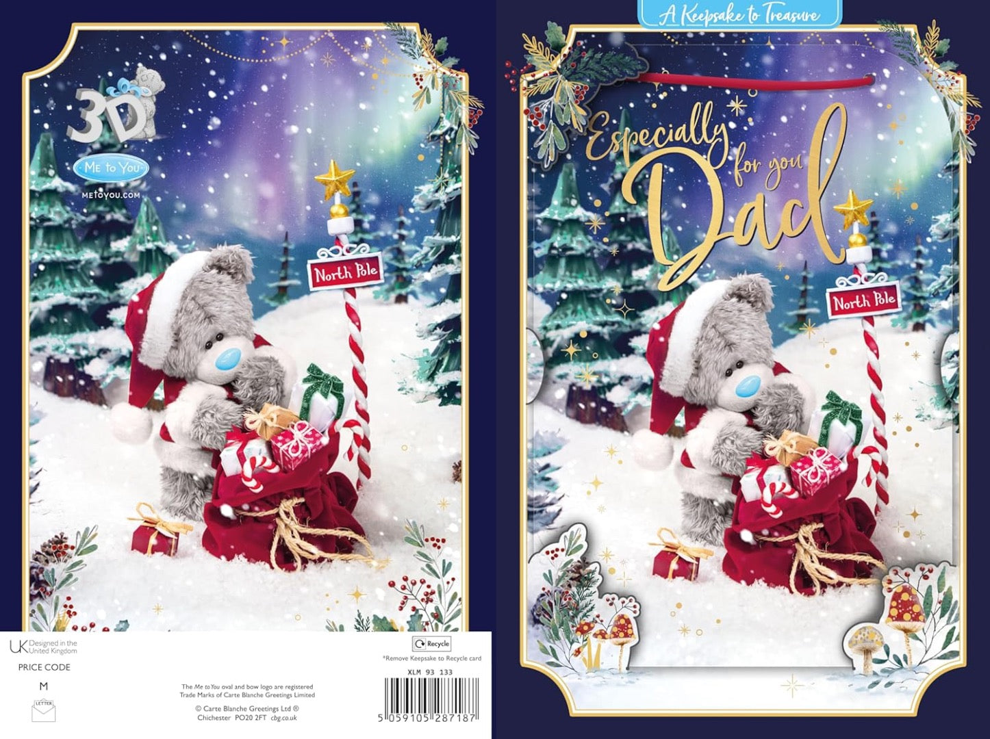 2025 Me to You Tatty Teddy Cute 3D Christmas Keepsake Card For Dad - 6x9'' - Official Collection