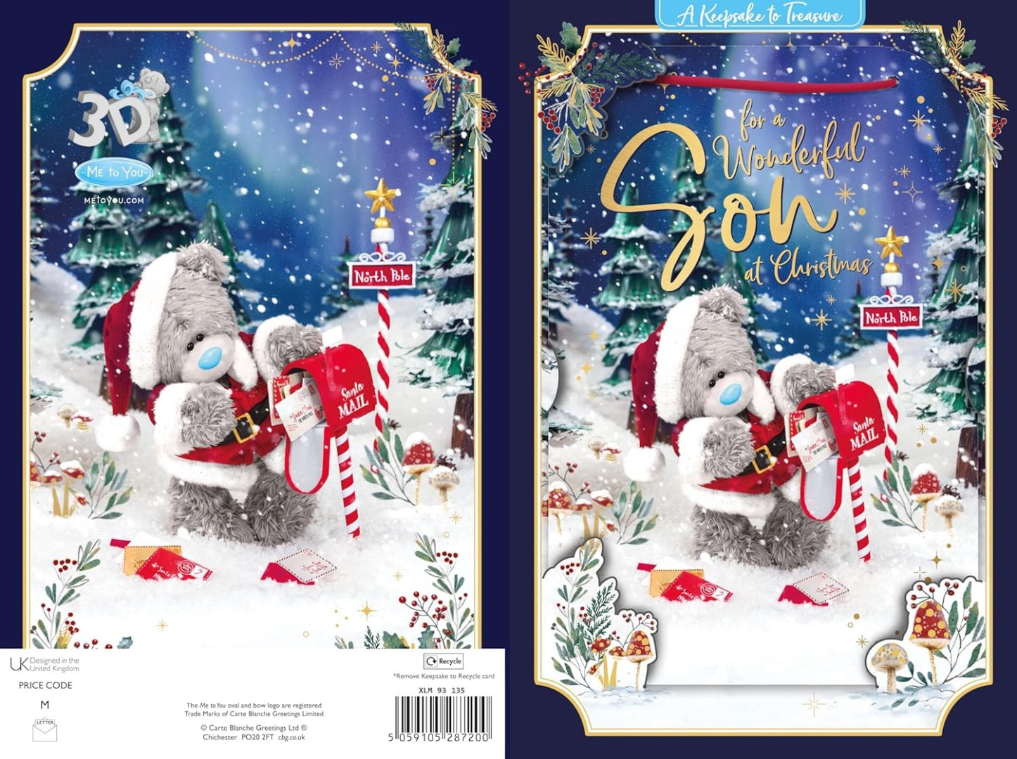 2025 For A Wonderful Son Me to You Tatty Teddy Bear 3D Christmas Keepsake Card - 6x9'' - Official Collection