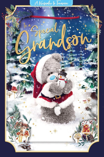2025 Me to You Tatty Teddy 3D Keepsake Christmas Card For A Special Grandson 6x9'' - Official Collection