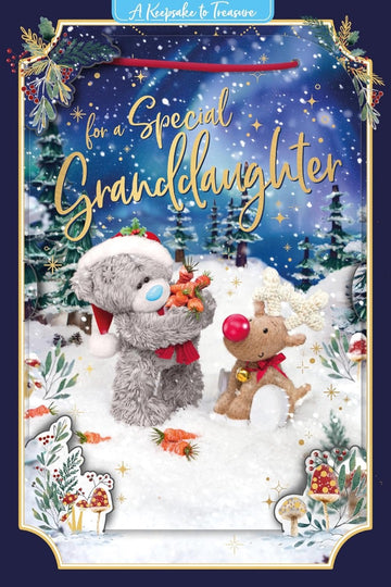2025 Me to You Tatty Teddy 3D Keepsake Christmas Card For Special Granddaughter 6x9ins - Official Collection