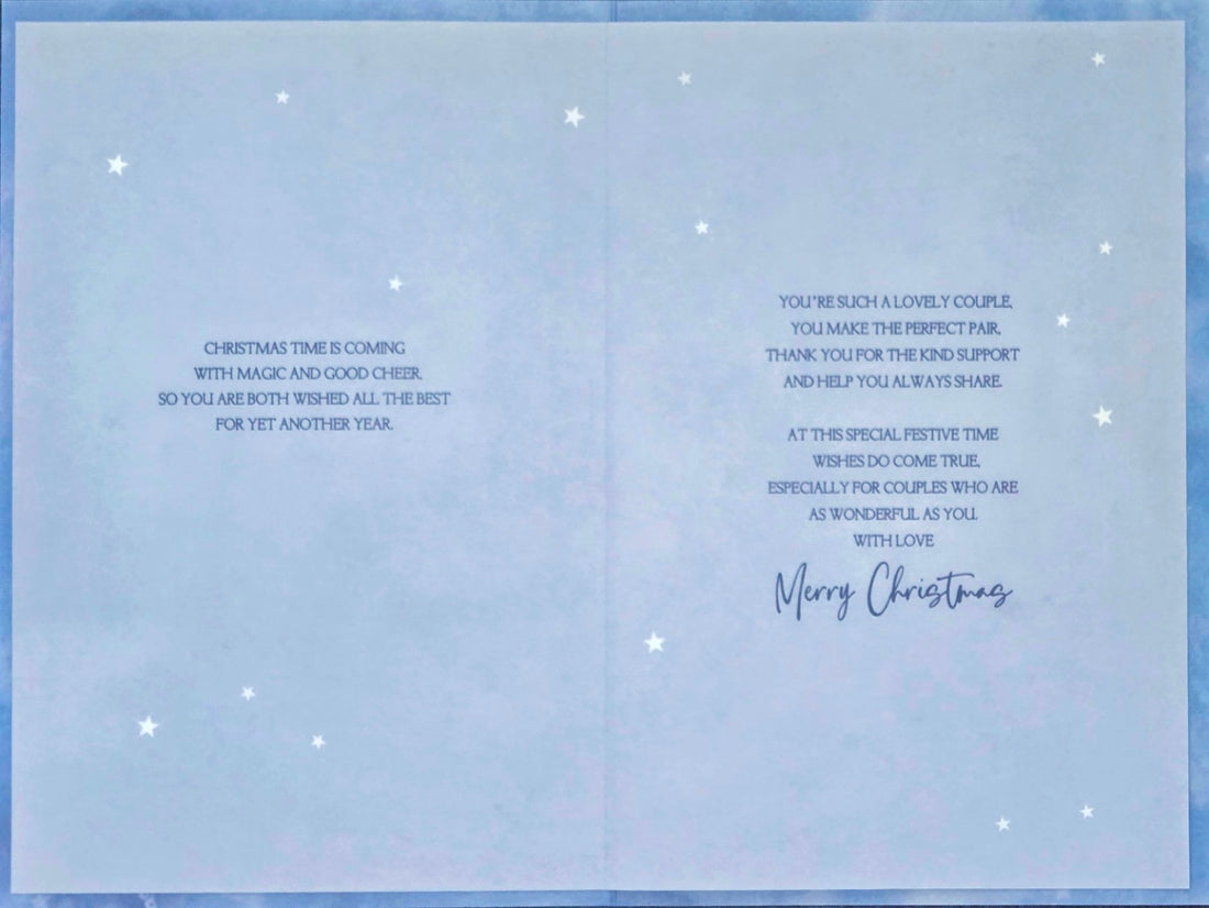 To Special Son & Fianc�e Festive Tree Winter Wonderland Christmas Greeting Card (23x15.5cm)  Silver Foil Finish with Silver Envelope