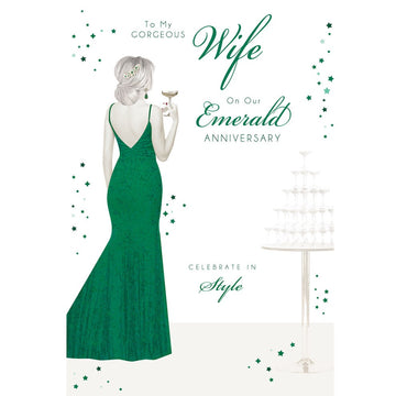 Wife on our Emerald 55th Wedding Anniversary Greeting Card - Celebrate in Style