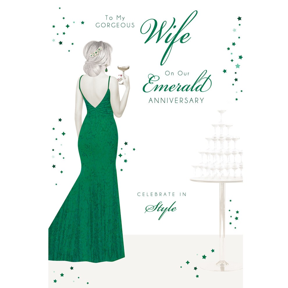 Wife on our Emerald 55th Wedding Anniversary Greeting Card - Celebrate in Style