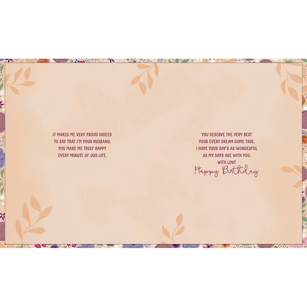 Special Wife Luxury Floral Heart Design Boxed Birthday Card - 3D Embellishments - Embossed Foil Finish