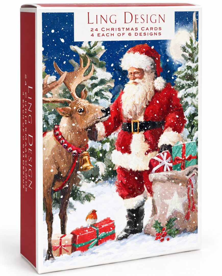 Classic Festive Collection Premium Christmas Cards Box Set, 24 Pack, 6 Designs (4 Each)