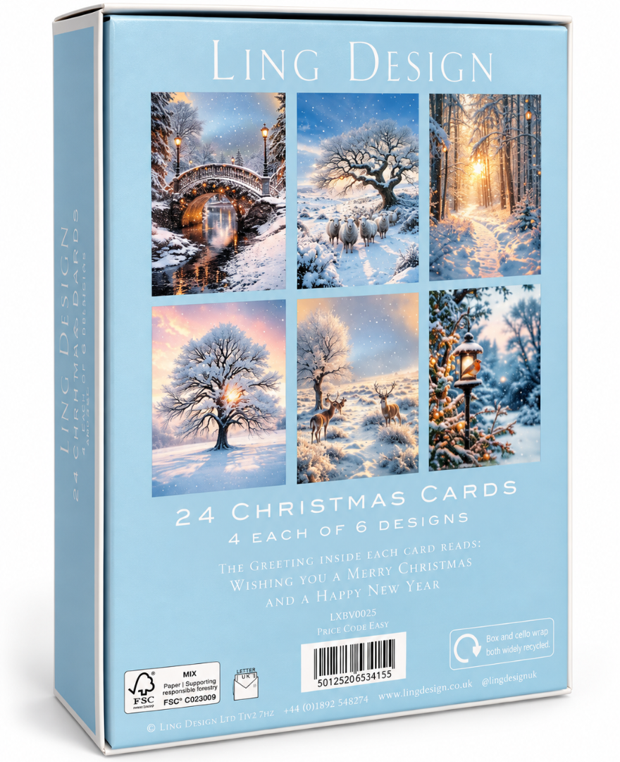 Winter Landscapes Premium Box Assortment of 24 Christmas Cards, 6 Designs 4 Each