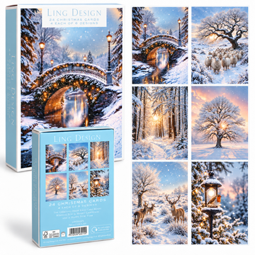 Winter Landscapes Premium Box Assortment of 24 Christmas Cards, 6 Designs 4 Each