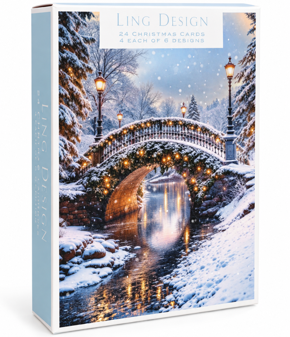Winter Landscapes Premium Box Assortment of 24 Christmas Cards, 6 Designs 4 Each