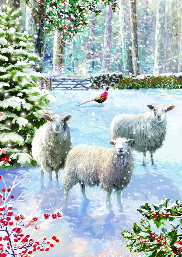 Winter Wildlife Christmas & New Year Greeting Cards Premium Box Set, 24 Cards in 6 Festive Designs (4 of Each)