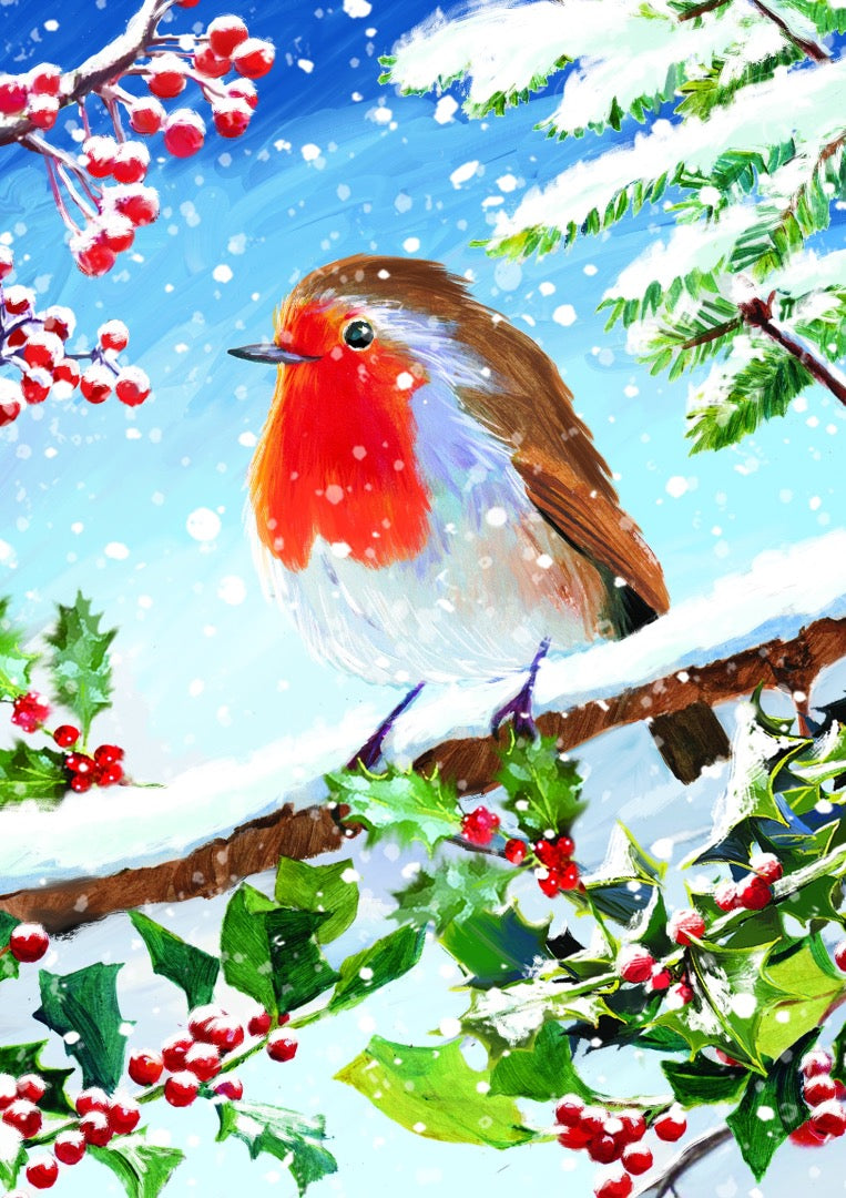 Winter Wildlife Christmas & New Year Greeting Cards Premium Box Set, 24 Cards in 6 Festive Designs (4 of Each)