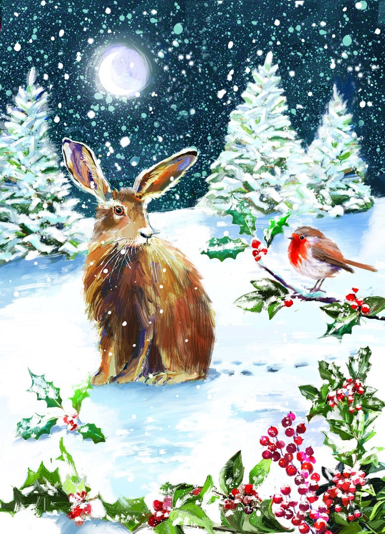 Winter Wildlife Christmas & New Year Greeting Cards Premium Box Set, 24 Cards in 6 Festive Designs (4 of Each)