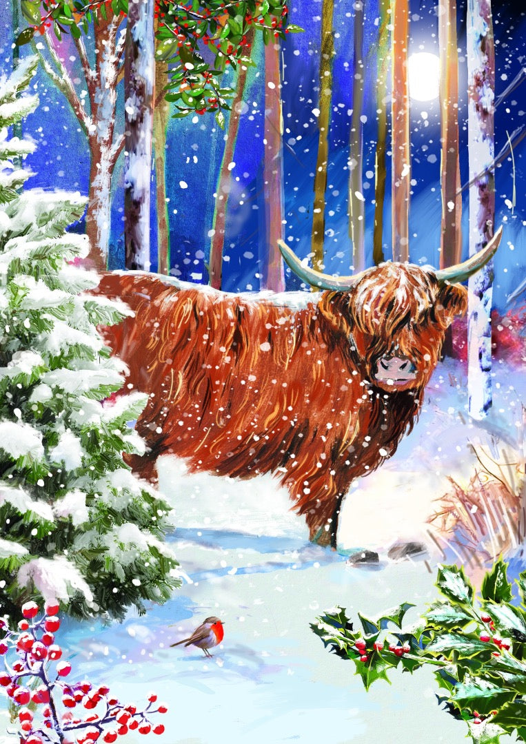 Winter Wildlife Christmas & New Year Greeting Cards Premium Box Set, 24 Cards in 6 Festive Designs (4 of Each)