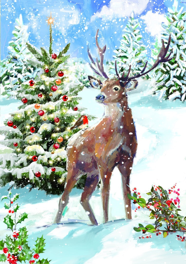 Winter Wildlife Christmas & New Year Greeting Cards Premium Box Set, 24 Cards in 6 Festive Designs (4 of Each)