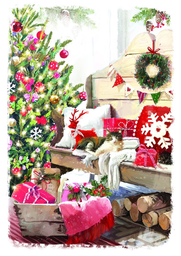 Cosy Home Festive Premium Boxed Set of 24 Christmas & New Year Cards, 6 Designs, 4 of Each