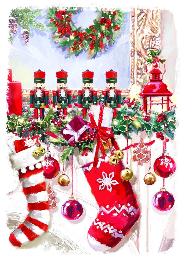 Cosy Home Festive Premium Boxed Set of 24 Christmas & New Year Cards, 6 Designs, 4 of Each