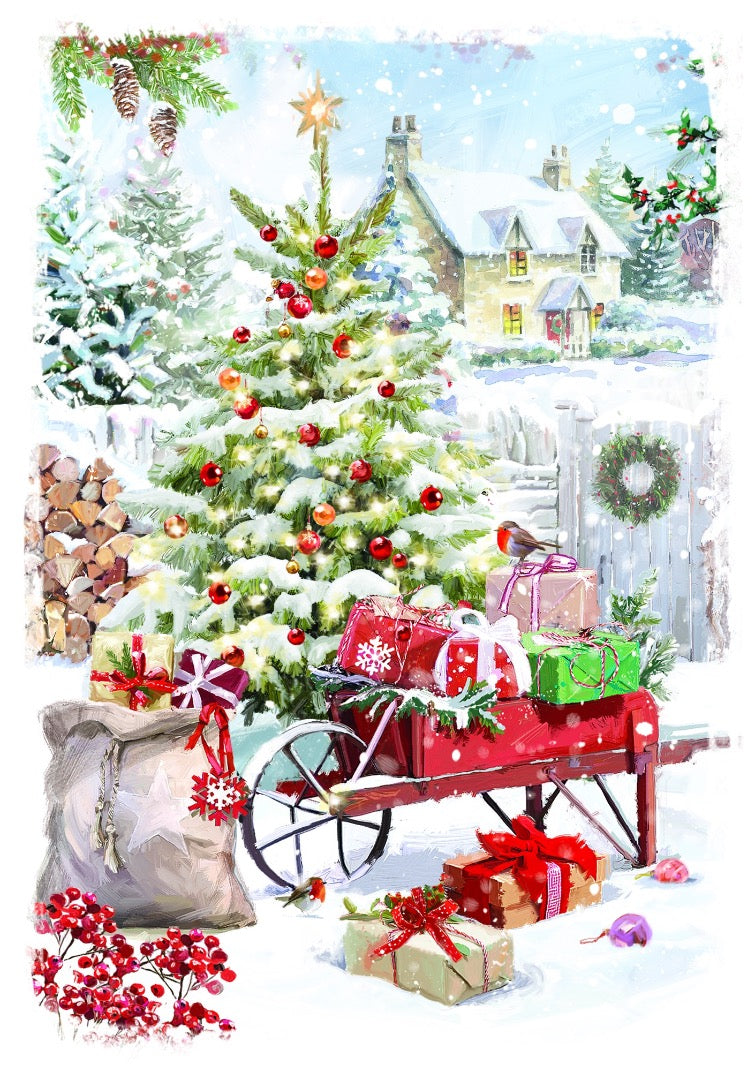 Traditional Christmas & New Year Greeting Card Box Set, 24 Premium Cards, 6 Festive Designs